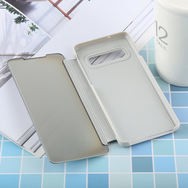 PU Electroplating Mirror Horizontal Flip Leather Case for Galaxy S10, with Holder
