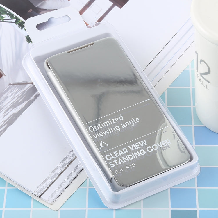PU Electroplating Mirror Horizontal Flip Leather Case for Galaxy S10, with Holder