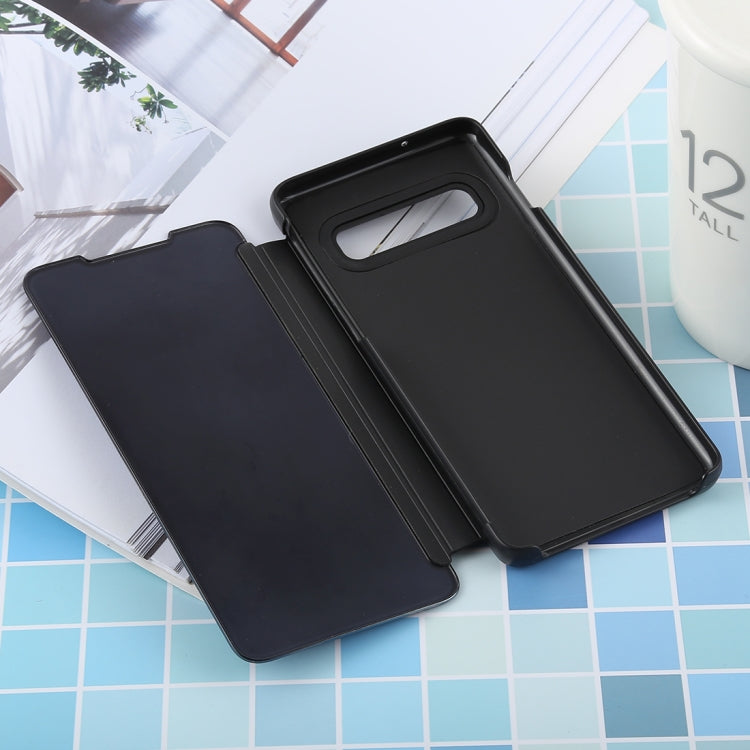 PU Electroplating Mirror Horizontal Flip Leather Case for Galaxy S10e, with Holder