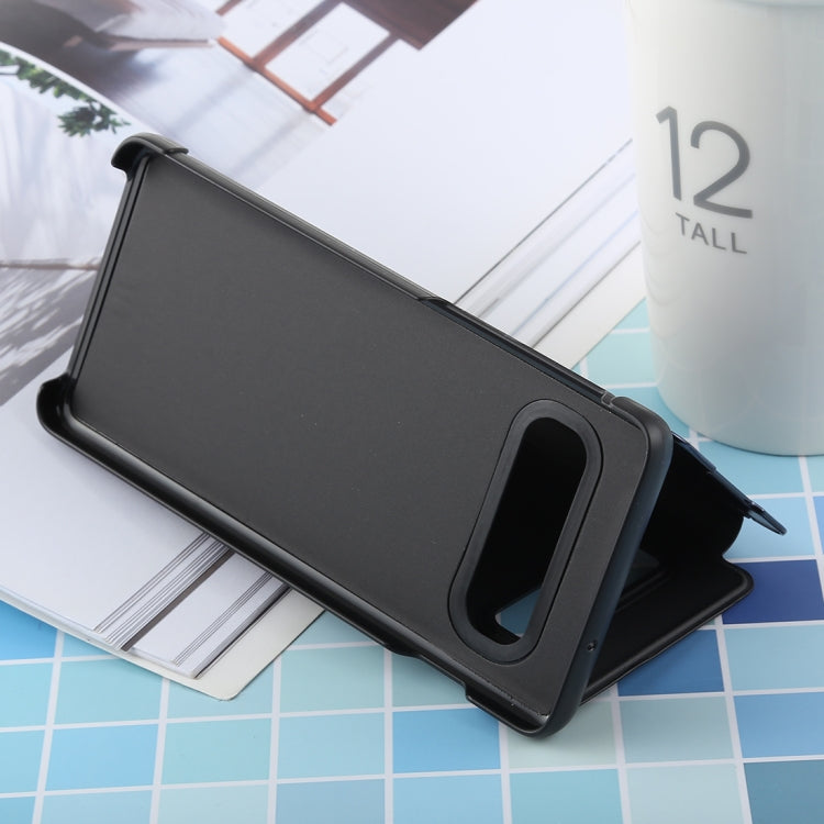 PU Electroplating Mirror Horizontal Flip Leather Case for Galaxy S10e, with Holder