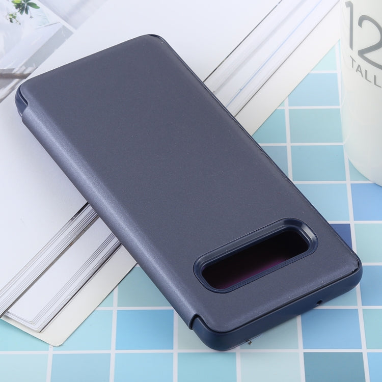 PU Electroplating Mirror Horizontal Flip Leather Case for Galaxy S10e, with Holder