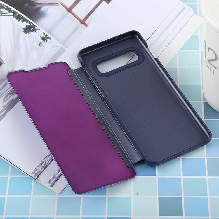 PU Electroplating Mirror Horizontal Flip Leather Case for Galaxy S10e, with Holder