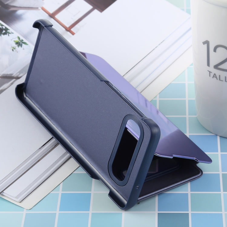 PU Electroplating Mirror Horizontal Flip Leather Case for Galaxy S10e, with Holder