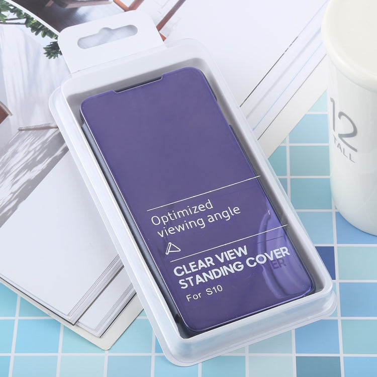 PU Electroplating Mirror Horizontal Flip Leather Case for Galaxy S10e, with Holder