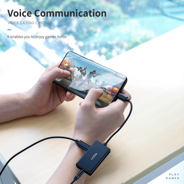 ROCK CA05 3 In 1 Type-C / USB-C Charging Audio Adapter Cable, Length: 18cm(Black)