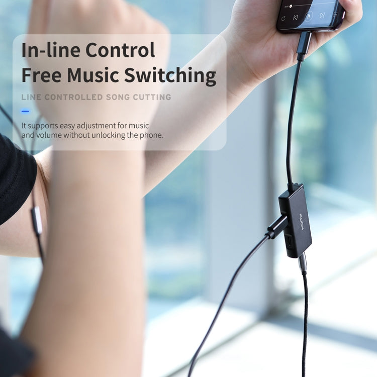 ROCK CA05 3 In 1 Type-C / USB-C Charging Audio Adapter Cable, Length: 18cm(Black)
