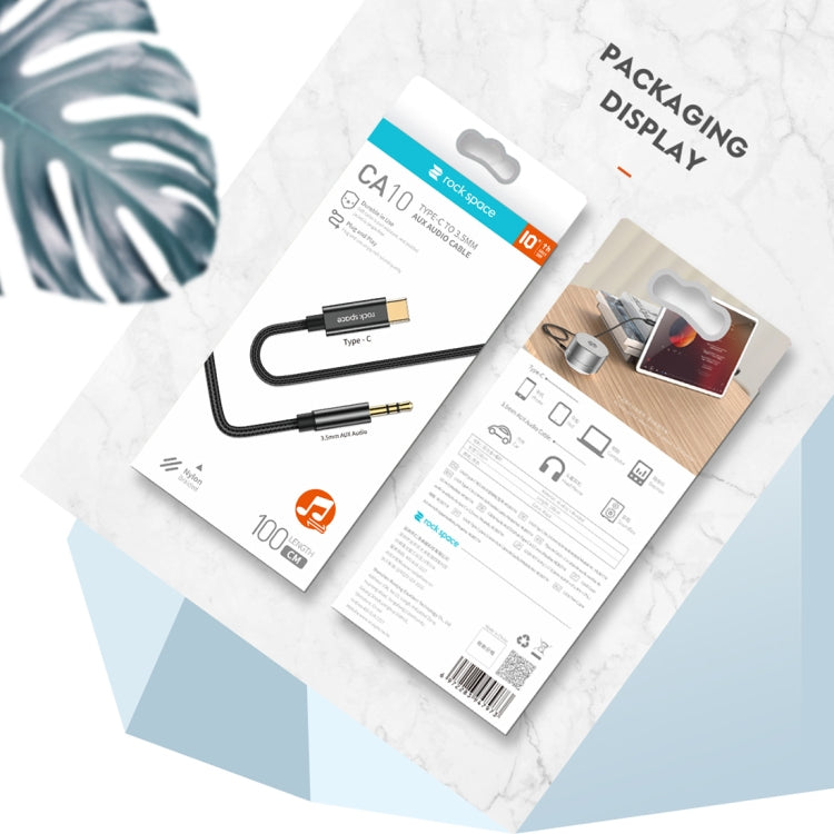 ROCK CA10 Type-C / USB-C to 3.5mm AUX Audio Adapter Cable, Length: 100cm (Black)