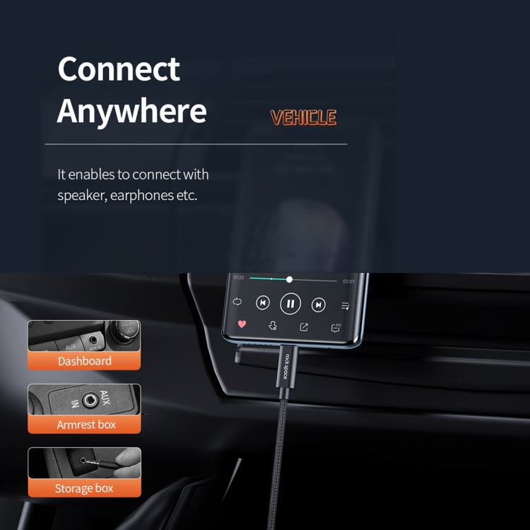 ROCK CA10 Type-C / USB-C to 3.5mm AUX Audio Adapter Cable, Length: 100cm (Black)