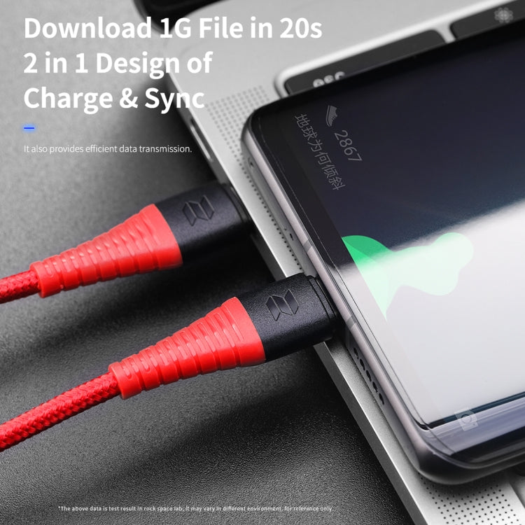 ROCK Z11 3A Type-C / USB-C to Type-C Hi-tensile Sync Round Charging Cable, Length: 100cm