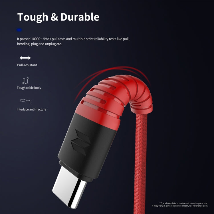 ROCK Z11 3A Type-C / USB-C to Type-C Hi-tensile Sync Round Charging Cable, Length: 100cm