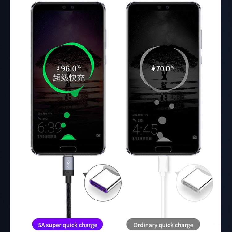 TOTUDESIGN Speedy Series BT-001 5A USB-C / Type-C Interface Data Sync Fast Charge Data Cable, Cable Length: 2m (Grey)