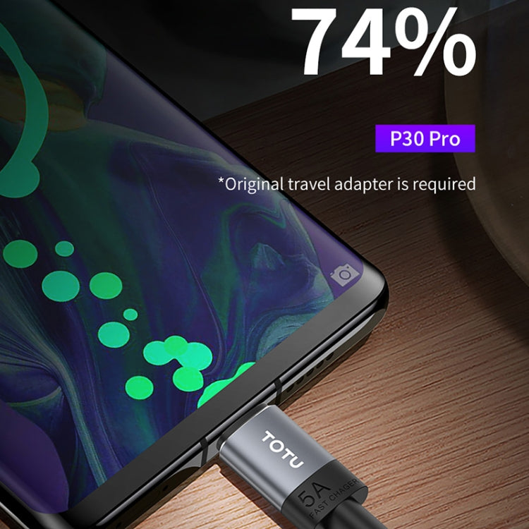 TOTUDESIGN Speedy Series BT-001 5A USB-C / Type-C Interface Data Sync Fast Charge Data Cable, Cable Length: 2m (Grey)