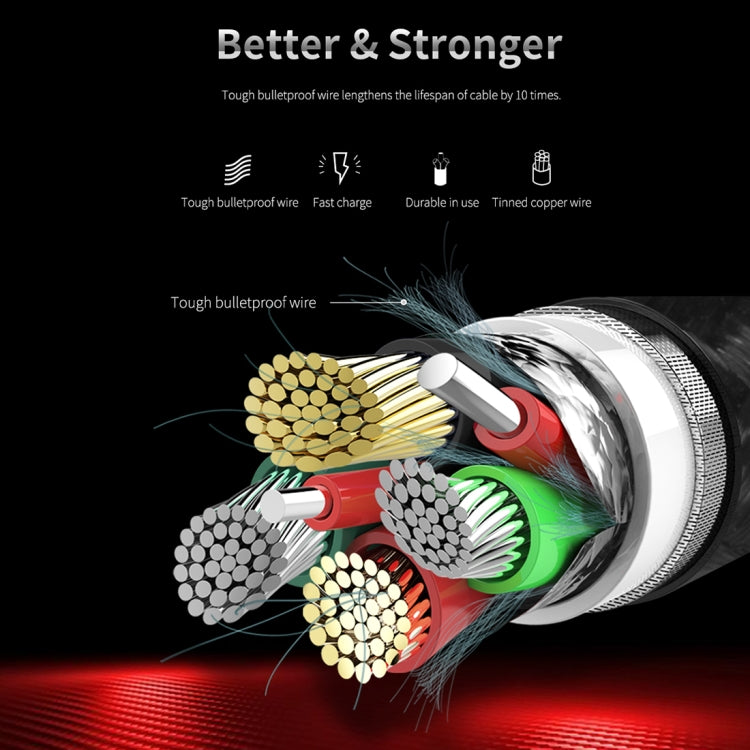 ROCK Z9 2A Micro Hi-tensile Sync Round Charging Cable, Length: 100cm