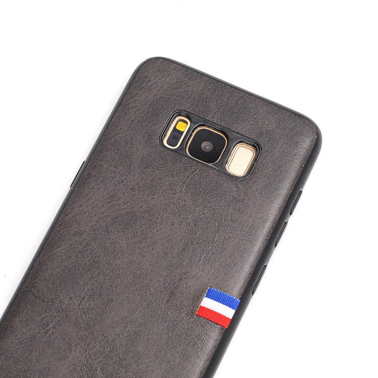 For Galaxy S8 Plus PU Leather Crazy Horse Texture Flag Detail Protective Back Case