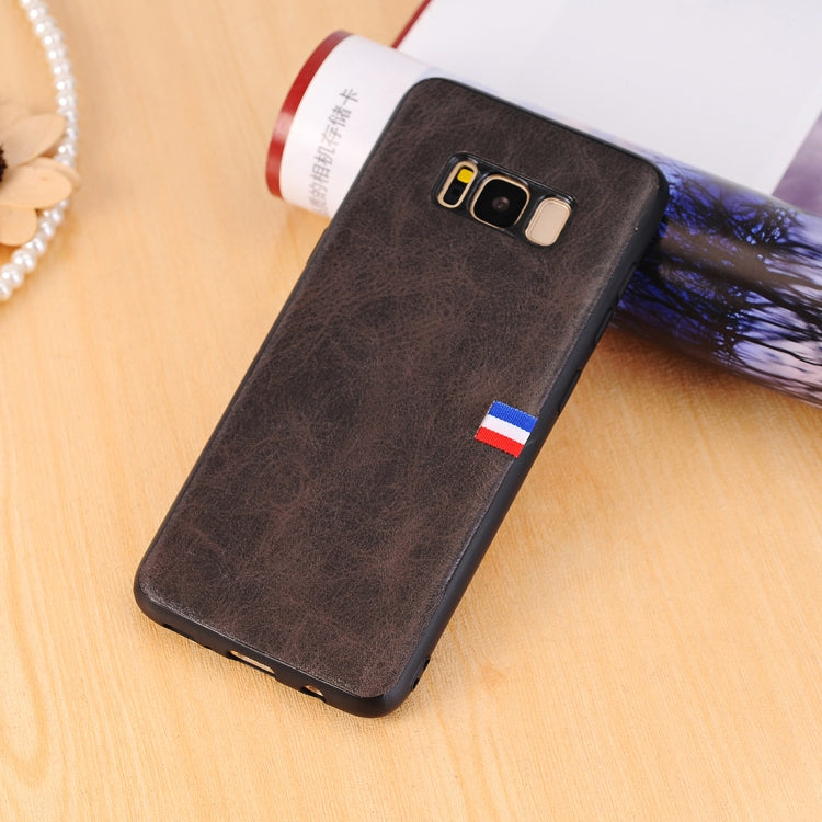 For Galaxy S8 Plus PU Leather Crazy Horse Texture Flag Detail Protective Back Case