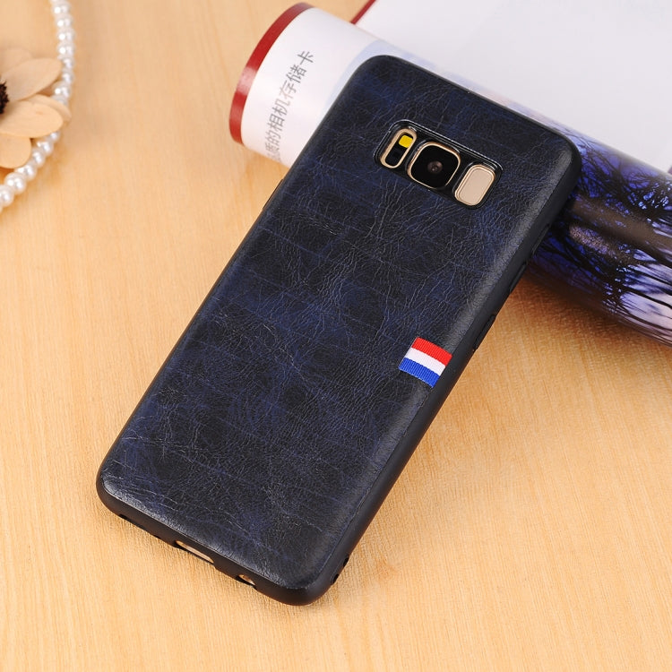 For Galaxy S8 Plus PU Leather Crazy Horse Texture Flag Detail Protective Back Case