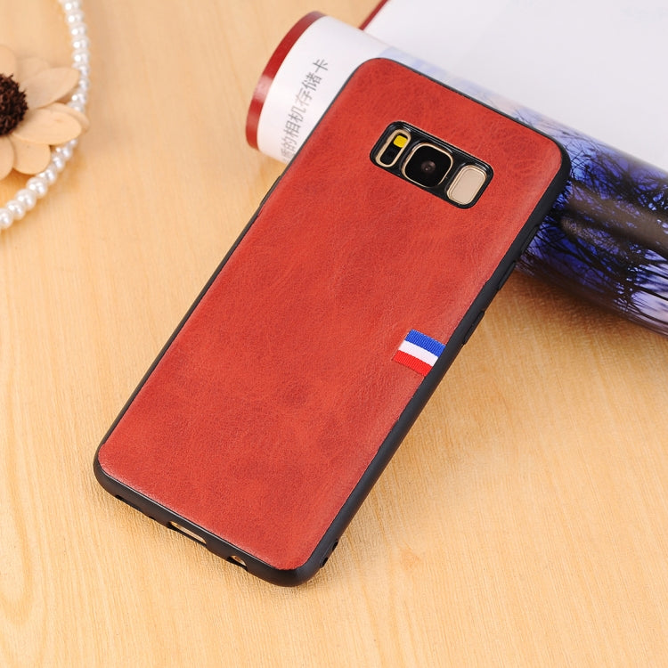 For Galaxy S8 Plus PU Leather Crazy Horse Texture Flag Detail Protective Back Case