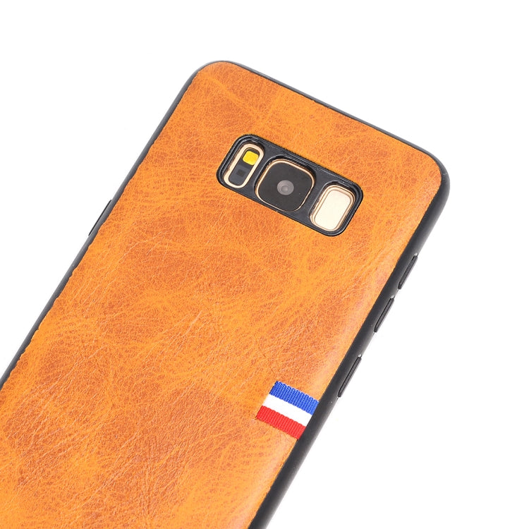 For Galaxy S8 Plus PU Leather Crazy Horse Texture Flag Detail Protective Back Case