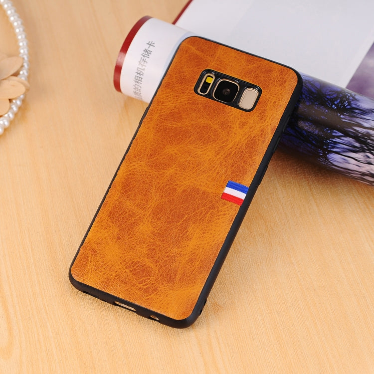 For Galaxy S8 Plus PU Leather Crazy Horse Texture Flag Detail Protective Back Case