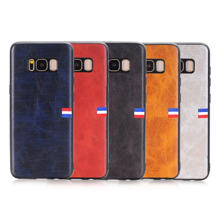 For Galaxy S8 Plus PU Leather Crazy Horse Texture Flag Detail Protective Back Case