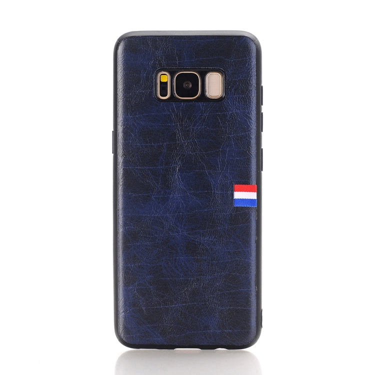 For Galaxy S8 PU Leather Crazy Horse Texture Flag Detail Protective Back Case