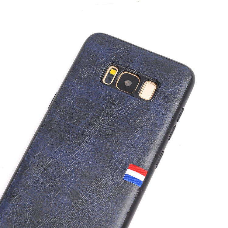 For Galaxy S8 PU Leather Crazy Horse Texture Flag Detail Protective Back Case