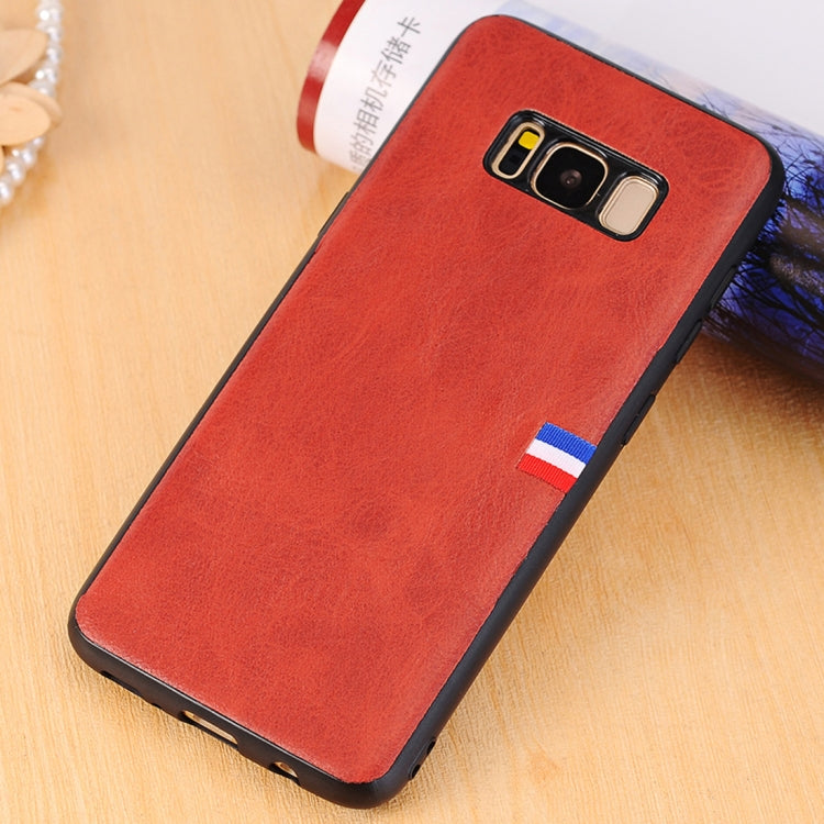 For Galaxy S8 PU Leather Crazy Horse Texture Flag Detail Protective Back Case