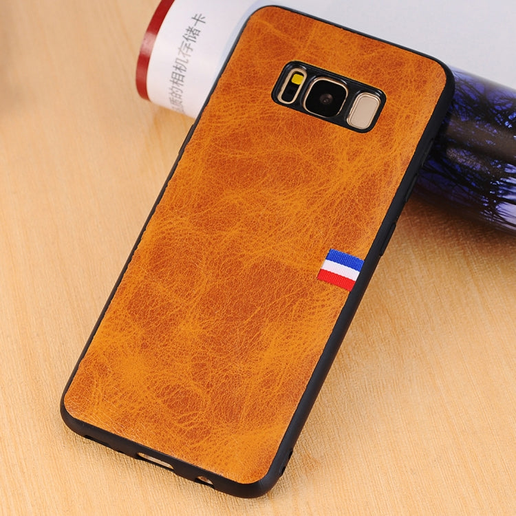 For Galaxy S8 PU Leather Crazy Horse Texture Flag Detail Protective Back Case
