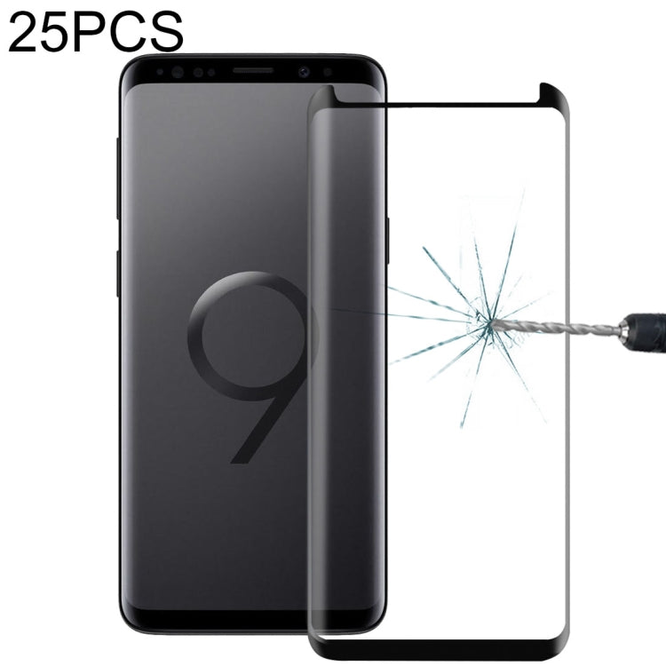 25 PCS 0.33mm 9H Surface Hardness 3D Curved Edge Anti-scratch Non-full Screen HD Fully Adhesive Glass Screen Protector for Galaxy S9(Black)