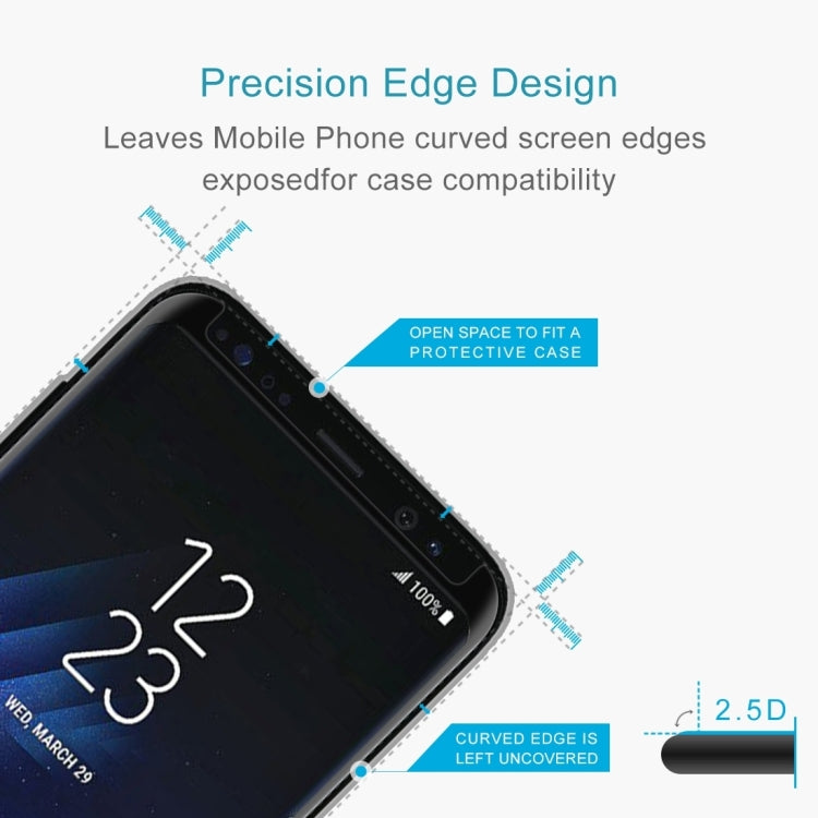 25 PCS For Galaxy S8 Plus / G955 0.26mm 9H Surface Hardness 3D Explosion-proof Non-full Screen Curved Fully Adhesive Case Friendly Tempered Glass Film (Black)
