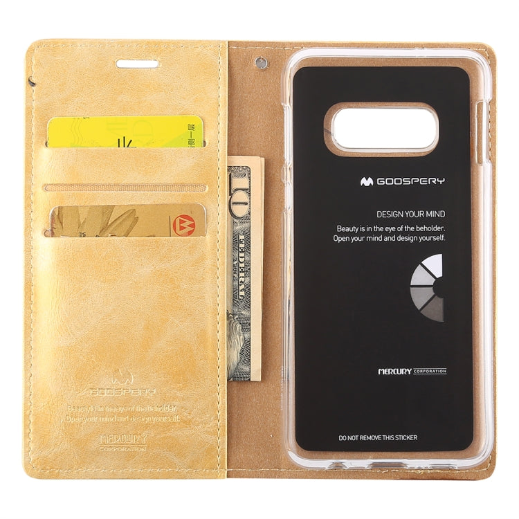 GOOSPERY BLUE MOON FLIP Series Crazy Horse Texture Horizontal Flip Leather Case for Galaxy S10e, with Holder & Card Slots & Wallet