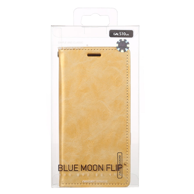 GOOSPERY BLUE MOON FLIP Series Crazy Horse Texture Horizontal Flip Leather Case for Galaxy S10e, with Holder & Card Slots & Wallet
