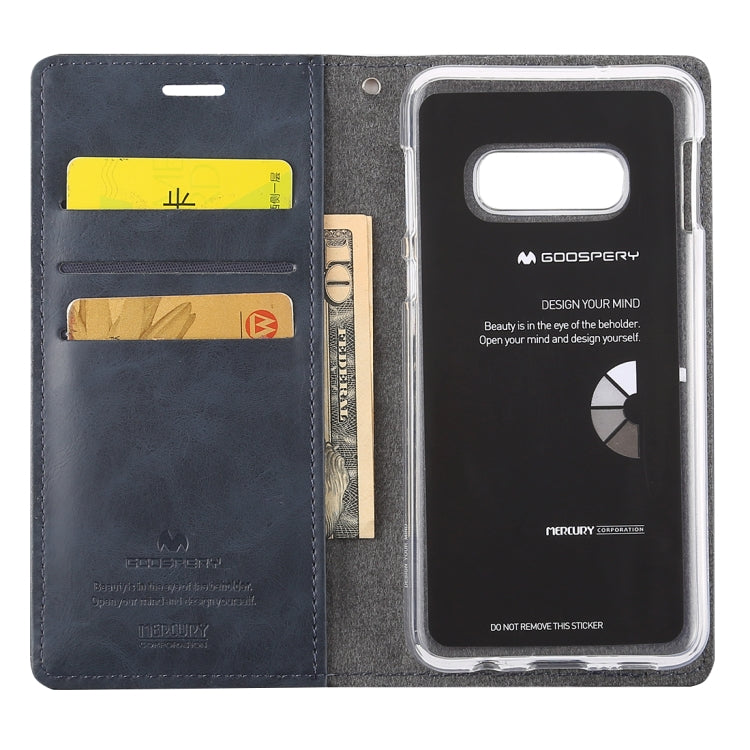 GOOSPERY BLUE MOON FLIP Series Crazy Horse Texture Horizontal Flip Leather Case for Galaxy S10e, with Holder & Card Slots & Wallet