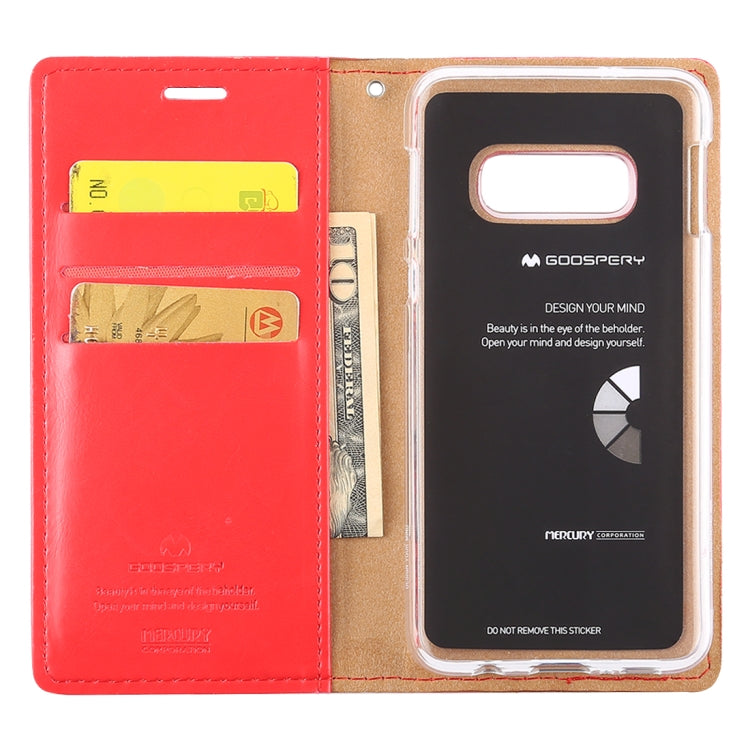 GOOSPERY BLUE MOON FLIP Series Crazy Horse Texture Horizontal Flip Leather Case for Galaxy S10e, with Holder & Card Slots & Wallet
