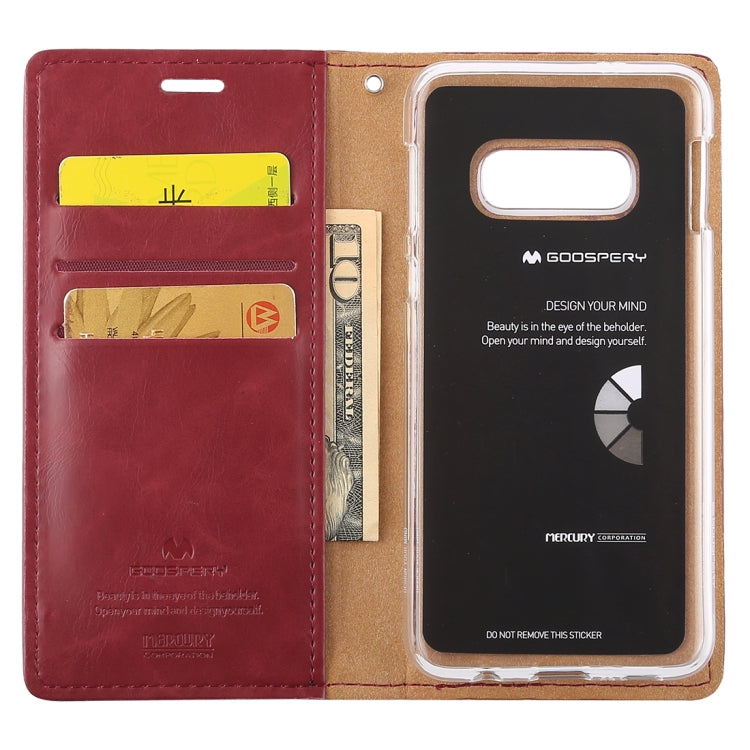 GOOSPERY BLUE MOON FLIP Series Crazy Horse Texture Horizontal Flip Leather Case for Galaxy S10e, with Holder & Card Slots & Wallet