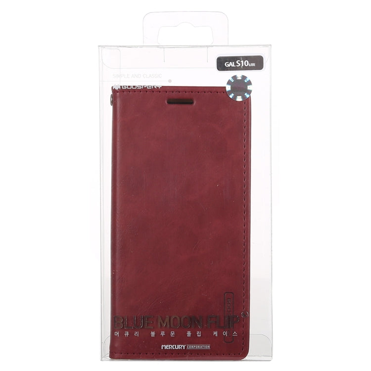 GOOSPERY BLUE MOON FLIP Series Crazy Horse Texture Horizontal Flip Leather Case for Galaxy S10e, with Holder & Card Slots & Wallet
