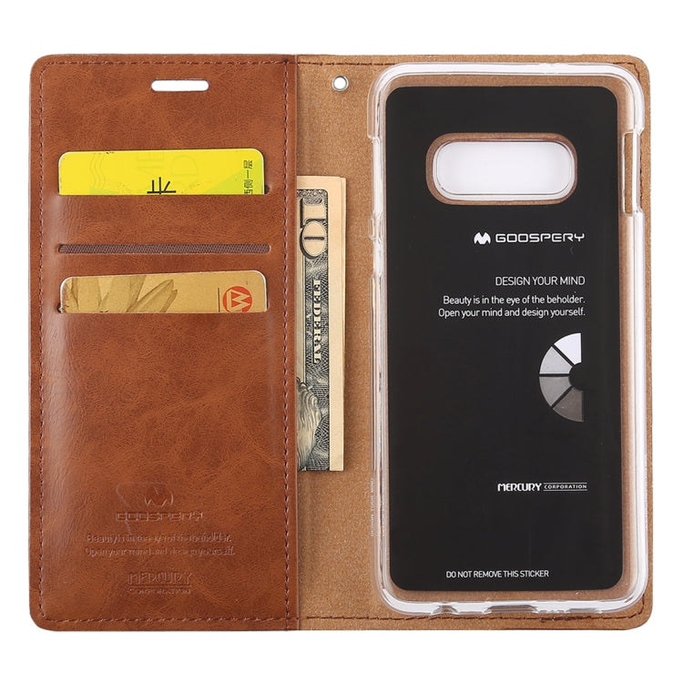 GOOSPERY BLUE MOON FLIP Series Crazy Horse Texture Horizontal Flip Leather Case for Galaxy S10e, with Holder & Card Slots & Wallet