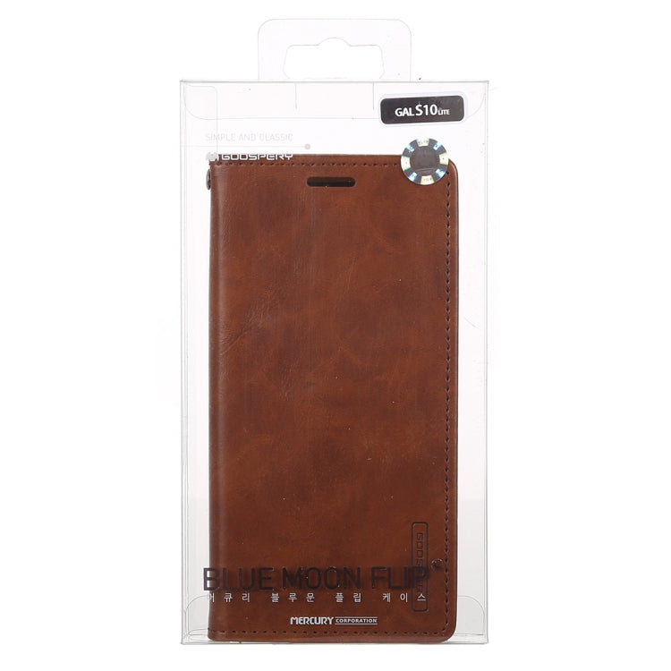GOOSPERY BLUE MOON FLIP Series Crazy Horse Texture Horizontal Flip Leather Case for Galaxy S10e, with Holder & Card Slots & Wallet
