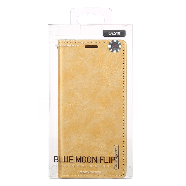 GOOSPERY BLUE MOON FLIP Series Crazy Horse Texture Horizontal Flip Leather Case for Galaxy S10, with Holder & Card Slots & Wallet