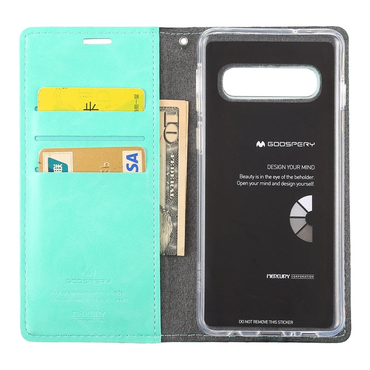 GOOSPERY BLUE MOON FLIP Series Crazy Horse Texture Horizontal Flip Leather Case for Galaxy S10, with Holder & Card Slots & Wallet