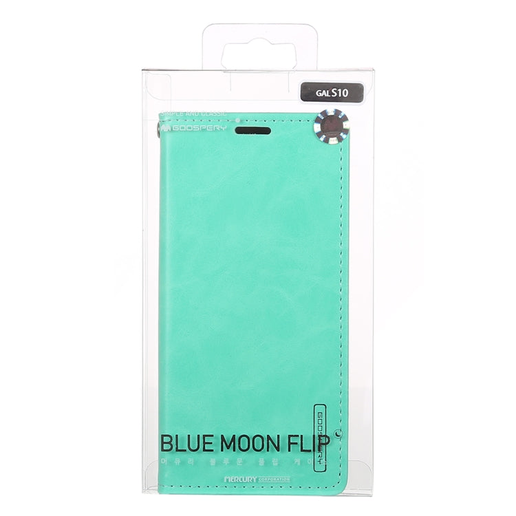 GOOSPERY BLUE MOON FLIP Series Crazy Horse Texture Horizontal Flip Leather Case for Galaxy S10, with Holder & Card Slots & Wallet