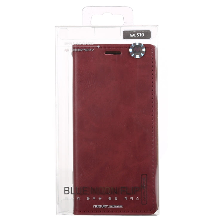 GOOSPERY BLUE MOON FLIP Series Crazy Horse Texture Horizontal Flip Leather Case for Galaxy S10, with Holder & Card Slots & Wallet