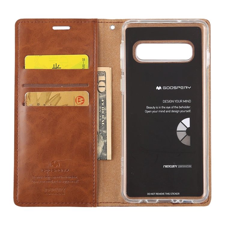 GOOSPERY BLUE MOON FLIP Series Crazy Horse Texture Horizontal Flip Leather Case for Galaxy S10, with Holder & Card Slots & Wallet