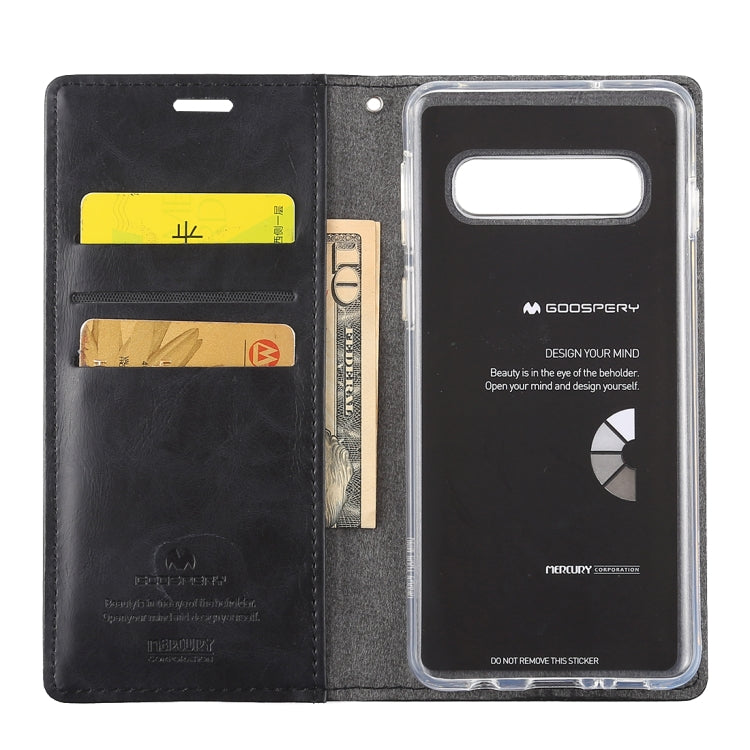 GOOSPERY BLUE MOON FLIP Series Crazy Horse Texture Horizontal Flip Leather Case for Galaxy S10+, with Holder & Card Slots & Wallet
