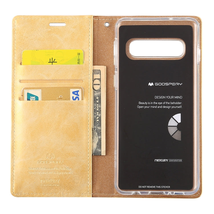 GOOSPERY BLUE MOON FLIP Series Crazy Horse Texture Horizontal Flip Leather Case for Galaxy S10+, with Holder & Card Slots & Wallet