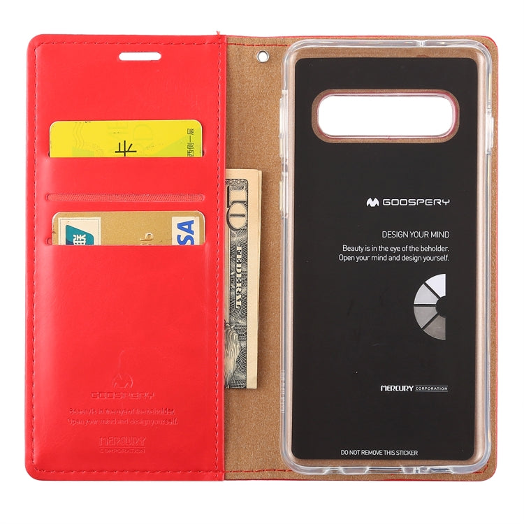 GOOSPERY BLUE MOON FLIP Series Crazy Horse Texture Horizontal Flip Leather Case for Galaxy S10+, with Holder & Card Slots & Wallet