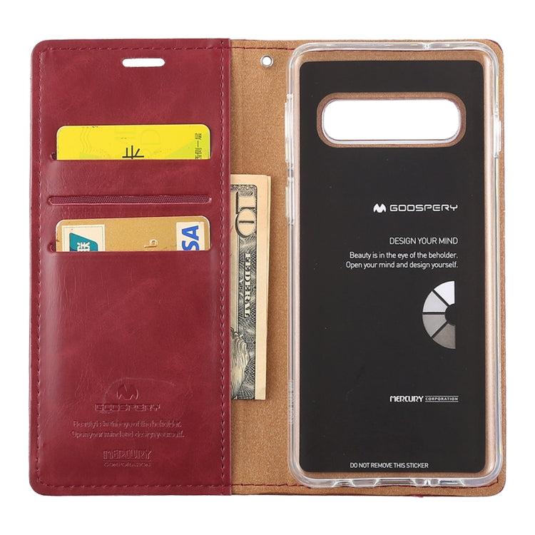 GOOSPERY BLUE MOON FLIP Series Crazy Horse Texture Horizontal Flip Leather Case for Galaxy S10+, with Holder & Card Slots & Wallet