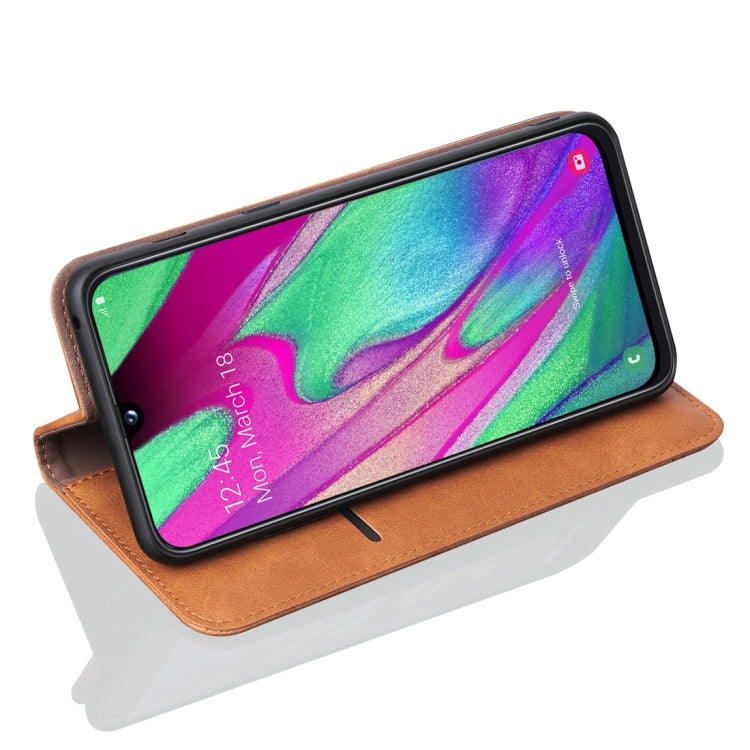 Casual Style Retro Crazy Horse Texture Horizontal Flip Leather Case for Galaxy A40, with Card Slots & Holder & Wallet