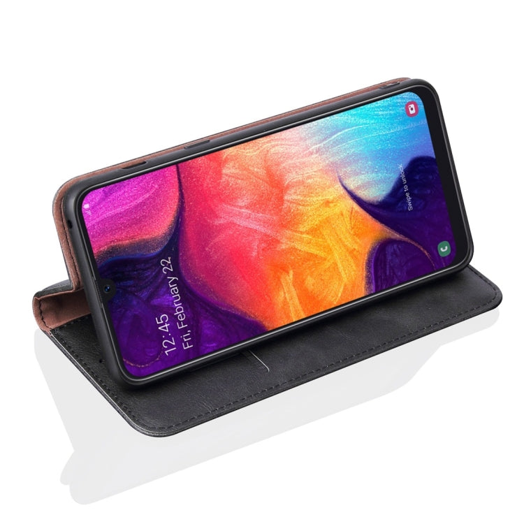 Casual Style Retro Crazy Horse Texture Horizontal Flip Leather Case for Galaxy A50, with Card Slots & Holder & Wallet