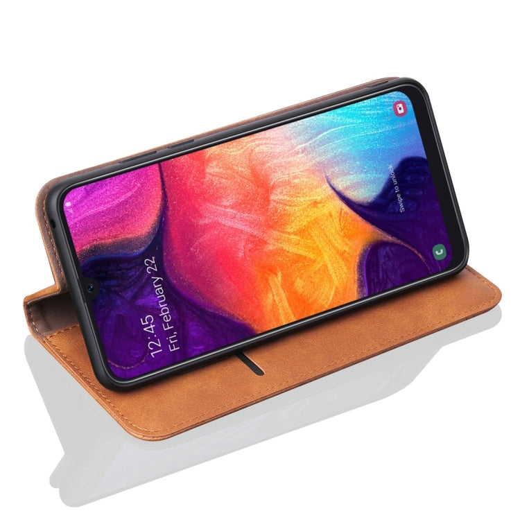 Casual Style Retro Crazy Horse Texture Horizontal Flip Leather Case for Galaxy A50, with Card Slots & Holder & Wallet